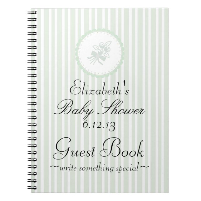 Livre d'invité élégant de baby shower de vert (Devant)