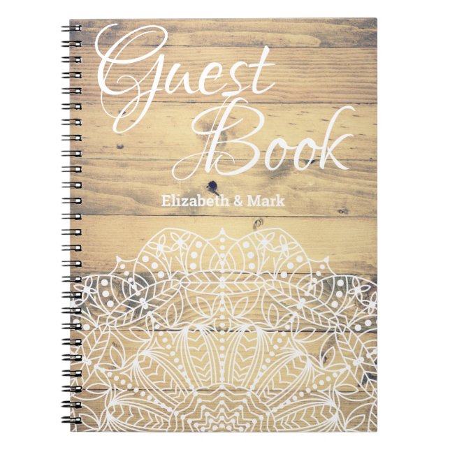 Livre d'invité élégant rustique de mandala de (Devant)