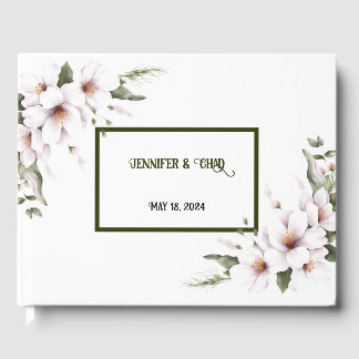 Livre d'Invité Floral Blanc
