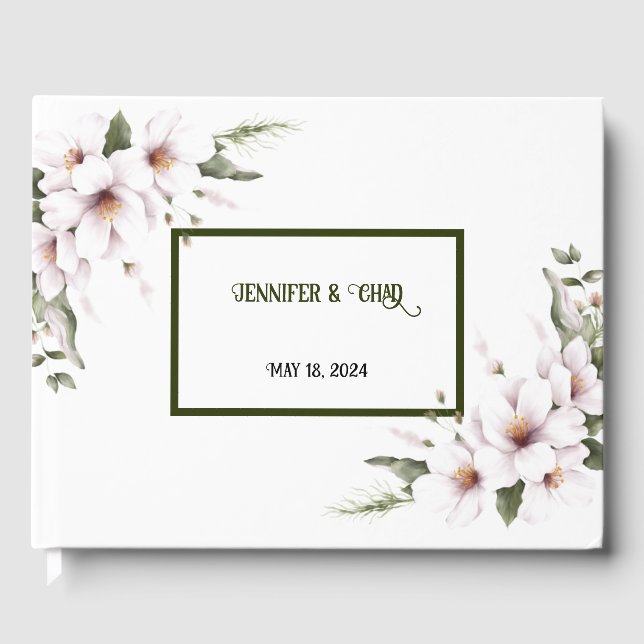 Livre d'Invité Floral Blanc (Recto)