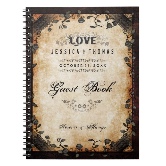 LIVRE d'INVITÉ gothique de Halloween d'AMOUR Brown (Devant)