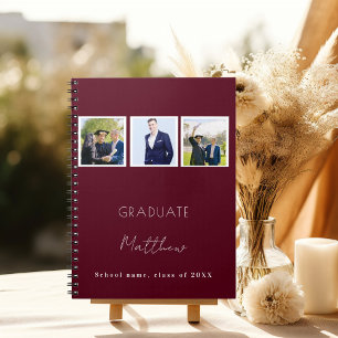 Livre d'invité graduation bourgogne nom photo