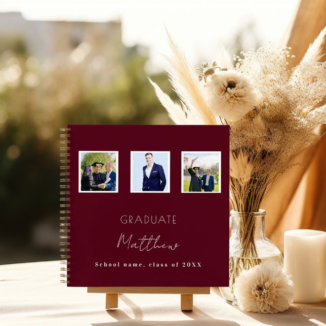 Livre d'invité graduation bourgogne nom photo (Créateur téléchargé)