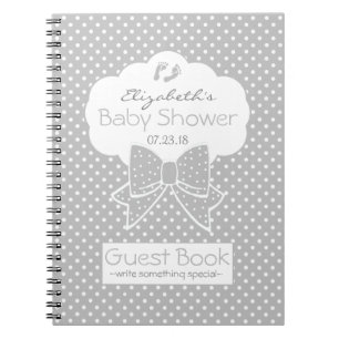 Livre d'invité gris et blanc de baby shower de