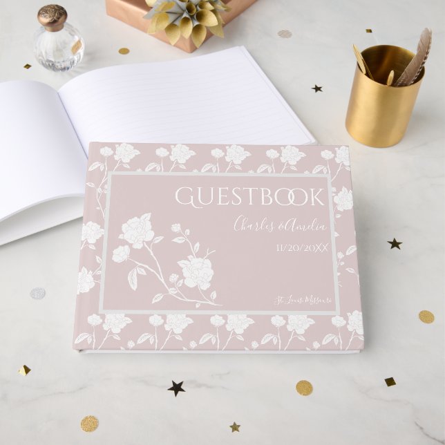 Livre d'invité Mariage Blush Rose (Recto ouvert)