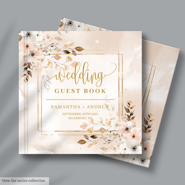 Livre d'invité Mariage de Powder Pink and Gold Fal (Powder Pink and Gold Fall Boho Wedding Guest Book)