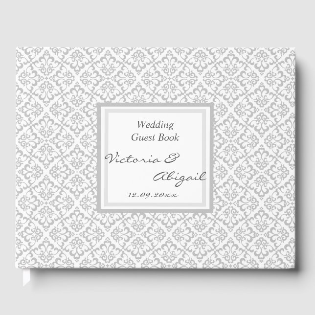 Livre d'invité mariage - Design blanc et gris 3 (Recto)