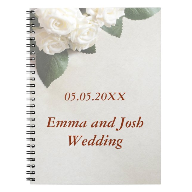 Livre d'invité mariage élégant blanc roses doux (Devant)