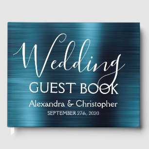 Livre d'invité Mariage en métal bleu de la Marine
