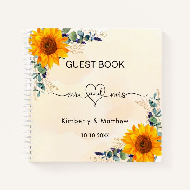 Livre d'invité mariage eucalyptus tournfleurs m mr (Devant)