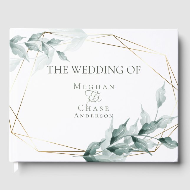 Livre d'invité mariage | Grayed Jade Green Botanic (Recto)