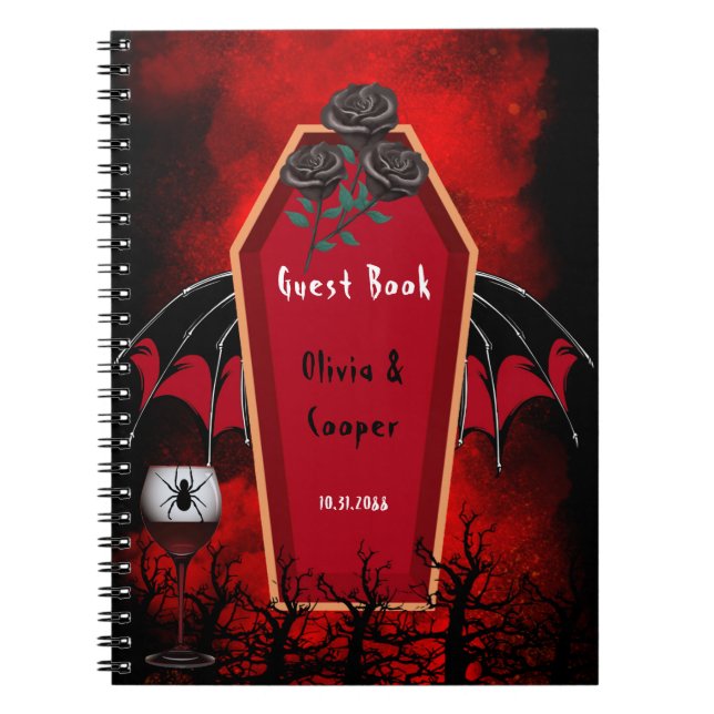 Livre D'Invité Mariage Halloween Coffin And Bat Wi (Devant)