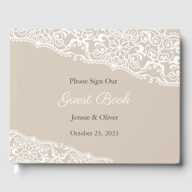 Livre d'invité mariage, Livre d'or, Dentelle, Vint (Recto)