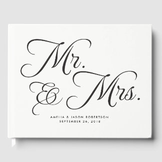 Livre d'invité mariage, Mr & Mrs, noir et blanc