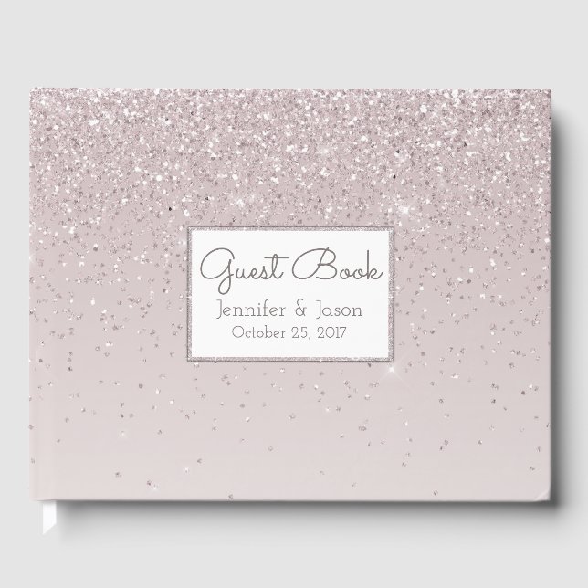 Livre d'invité Mariage Pink Blush Glittery (Recto)