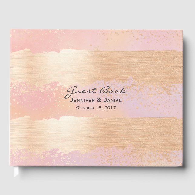 Livre d'invité Mariage pour les pinceaux rose et o (Recto)