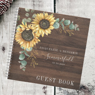 Livre d'invité Mariage Rustique Sunflower Eucalypt