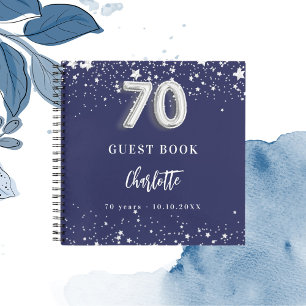 Livre d'invité Marine bleu argent étoiles 70e anni