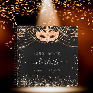 Livre d'invité masquerade or noir parties scintill