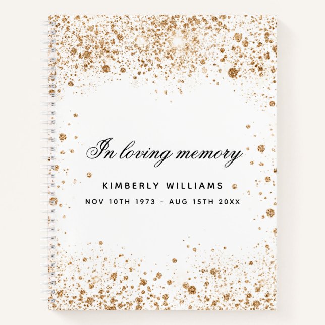 Livre d'invité mémorial or blanc parties scintilla (Devant)