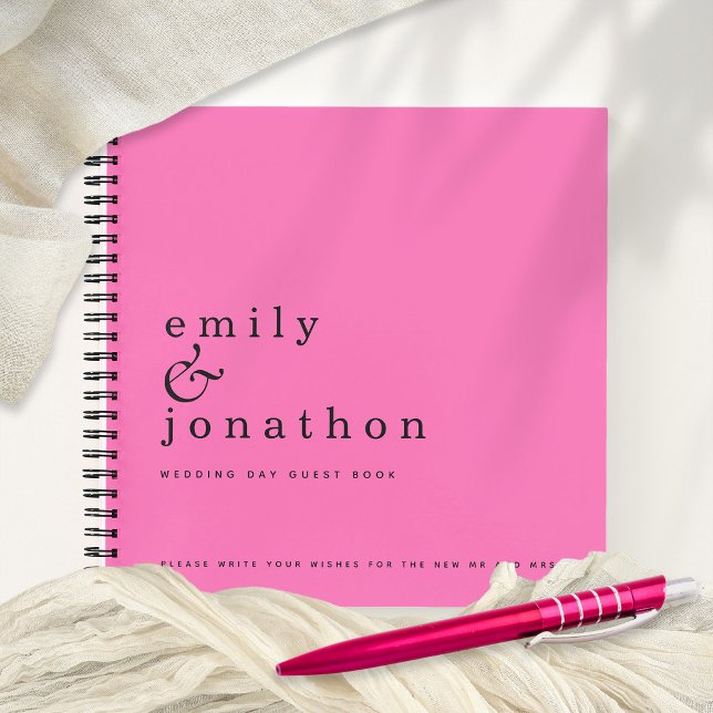 Livre d'invité minimaliste simple Hot Pink Mariage (Créateur téléchargé)
