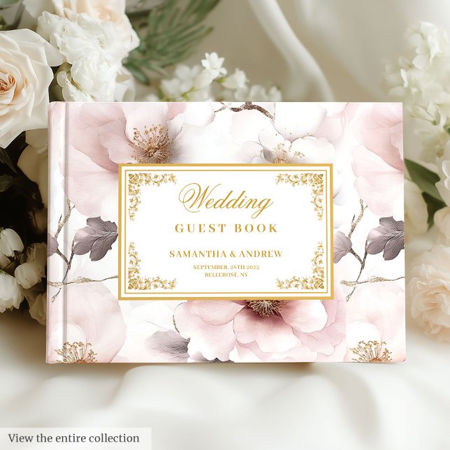 Livre d'invité moderne Blush Ivory Gold Elegant We (Modern Blush Ivory Gold Elegant Wedding Guest Book

)