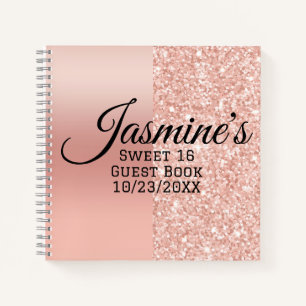 Livre d'invité moderne Rose personnalisé Gold Spar