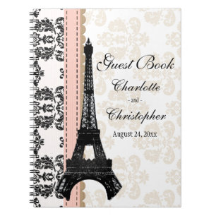 Livre d'invité parisien rose de mariage de Tour