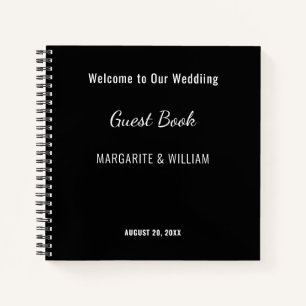 Livre d'invité personnalisé en noir avec blanc