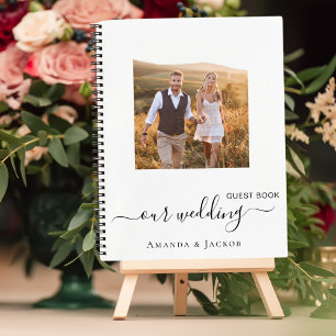 Livre d'invité photo mariage blanc noir moderne
