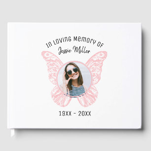 Livre d'invité Pink Butterfly Memorial