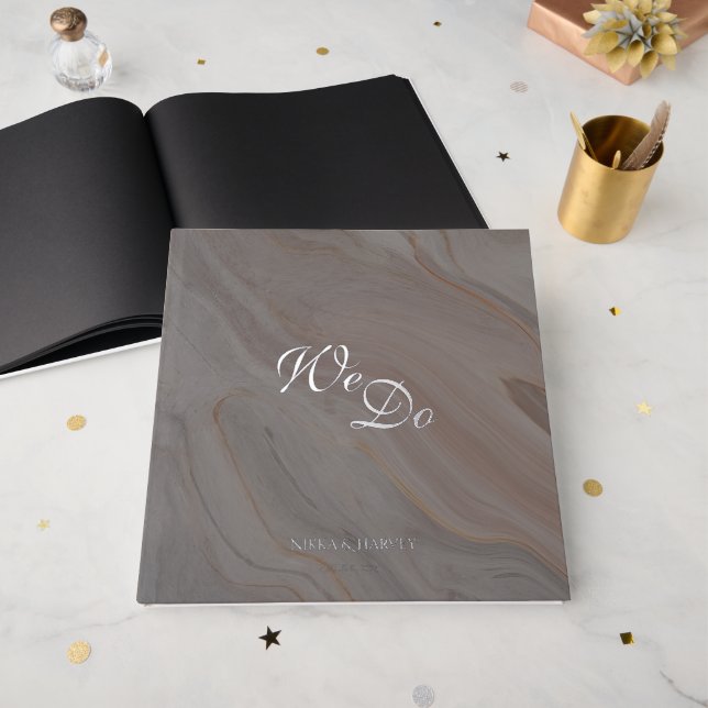Livre d'invité pour Mariage Elegant Thème noir (Recto ouvert)