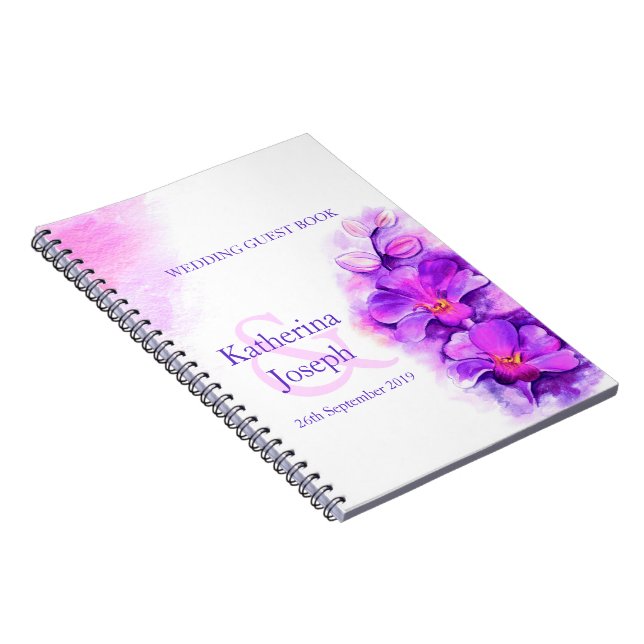 Livre d'invité pourpre de mariage d'orchidée (Côté Droit)