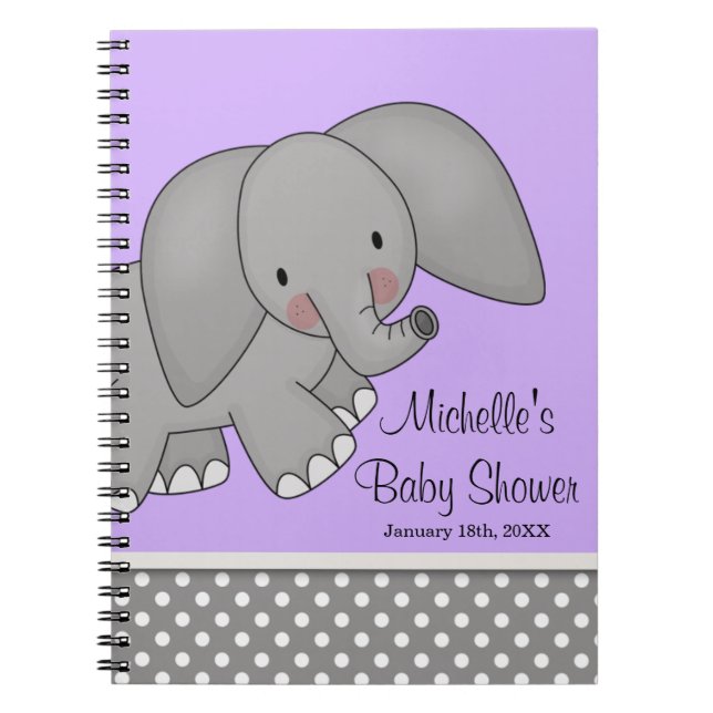 Livre d'invité pourpre mignon de baby shower (Devant)