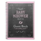 Livre d'invité rose de baby shower d'empreintes de