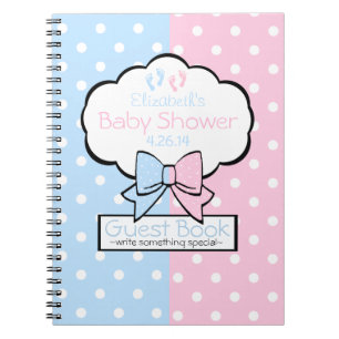 Livre d'invité rose et bleu de baby shower de poi