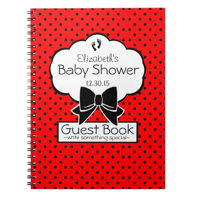 Livre d'invité rouge et noir de baby shower de (Devant)