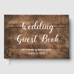 Livre d'invité Rustic Distressed Wood Mariage