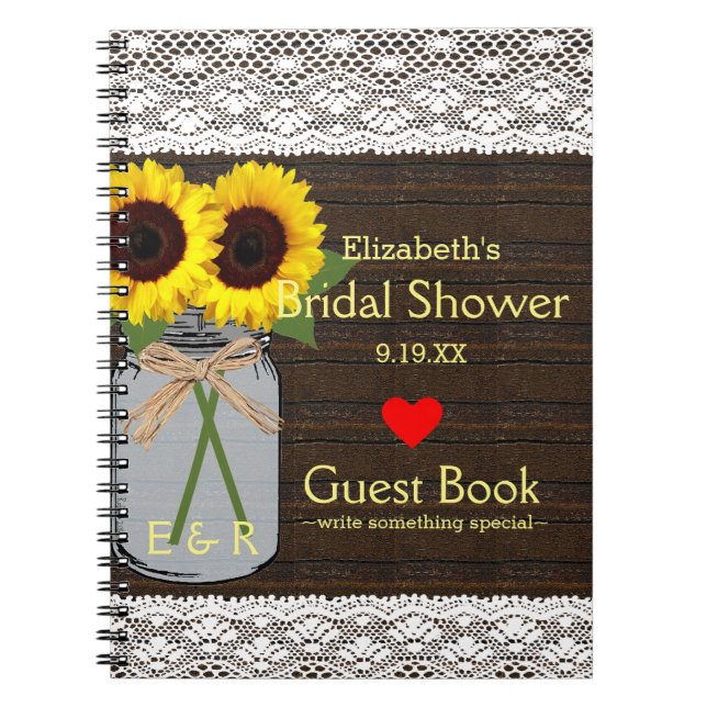 Livre d'invité rustique de douche de tournesols de (Devant)