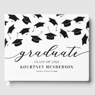 Livre d'invité simple Black White Graduation