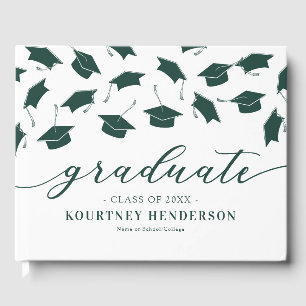 Livre d'invité Simple Green White Graduation