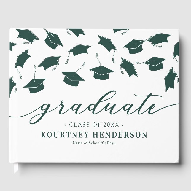 Livre d'invité Simple Green White Graduation (Recto)