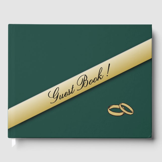 Livre d'invité simple Hunter Green et Gold Mariage (Recto)