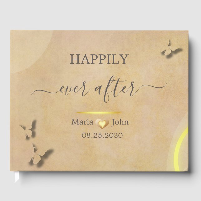 Livre d'invité sur le mariage élégant personnalisé (Recto)