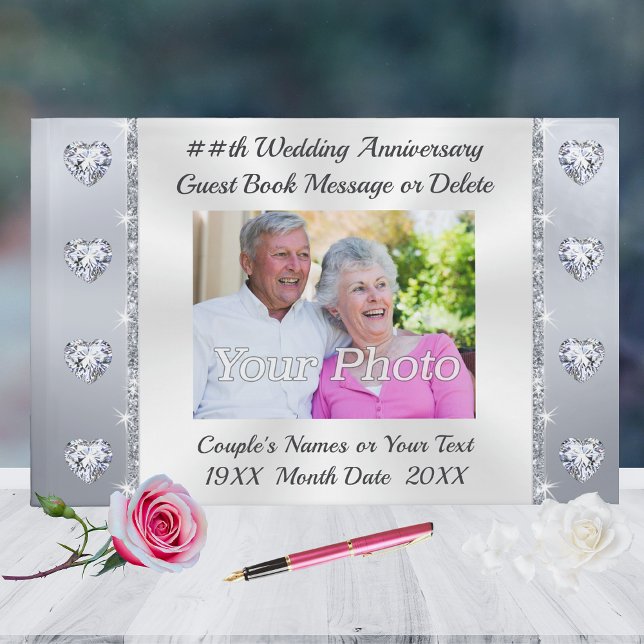 Livre d'invité sur mesure, Anniversaire du Mariage (60th Wedding Anniversary Guestbook. Diamond Anniversary Party Supplies. 60th Anniversary Celebration)