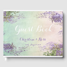 Livre d'invité vintage fleuri personnalisé