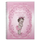 Livre d'invitée vintage rose de princesse baby