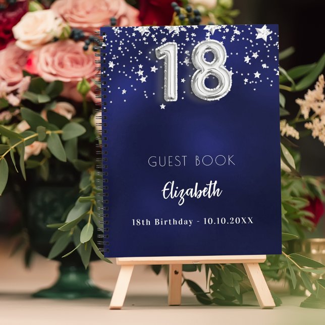 Livre d'invités 18e anniversaire marine bleu argen (Créateur téléchargé)