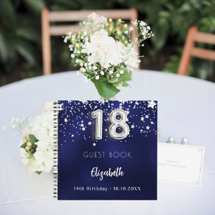 Livre d'invités 18e anniversaire marine bleu argen