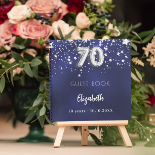 Livre d'invités 70e anniversaire marine bleu argen